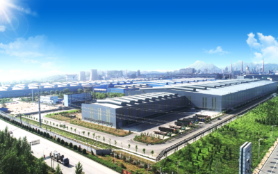 Ansicht des asiatischen Lagerstandorts von Hoesch Spundwand, Nahe des Seehafens Tianjin.